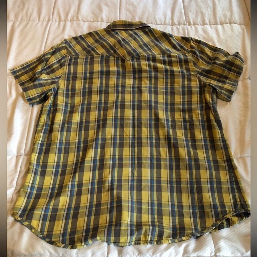 Vintage True Religion Multicolor Check Short‎ Sleeve Western Shirt Men size 2XL